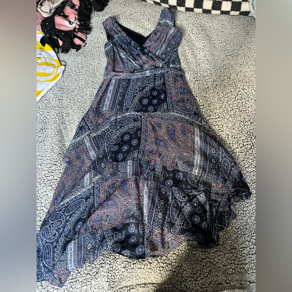 Tommy Hilfiger Gray and Black Asymmetrical Halter Sundress
